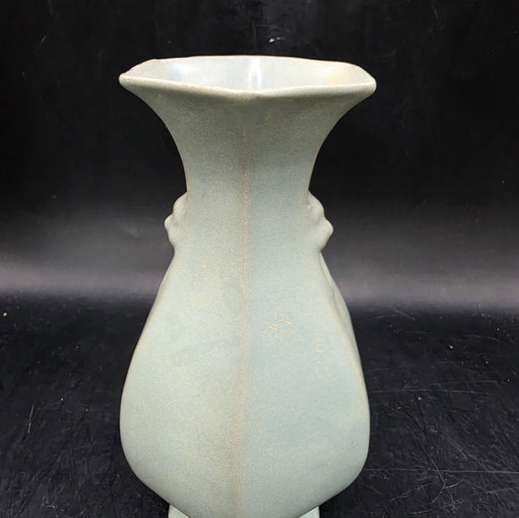 Chinese Porcelain Vase With Tiger Head Handles Signed